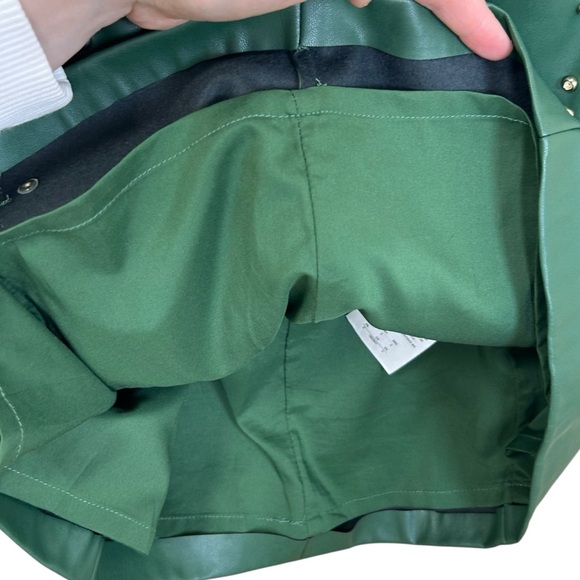 Armani Exchange - Women’s Strapless Dress, Studded Faux-Leather - Green, Size 0 - Picture 15 of 17